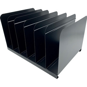 Huron 6-slot Vertical Book Rack - 6 Compartment(s) - Vertical - 9" Height x 15" Width x 11" Depth - Durable - Black Product Image 