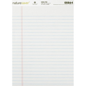 Nature Saver Legal Pads, Ruled, Recycled, 8-1/2"x11-3/4", 50 Shts/Pad, WE (NAT00864) View Product Image