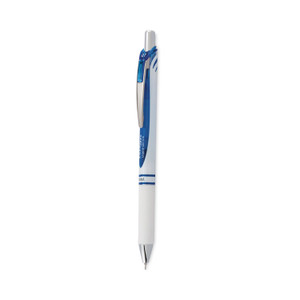 Pentel EnerGel Pearl Gel Pen, Retractable, Medium 0.7 mm, Blue Ink, White/Blue Barrel, Dozen (PENBLN77PWC) View Product Image