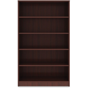 Lorell Laminate Bookcase - x 0.8" Thickness Shelf, 60" Height x 36" Width x 12" Depth - 5 Shelve(s) - 4 Adjustable Shelf(ves) - Square Edge - Material: Thermofused Laminate (TFL) - (LLR99787) Product Image 