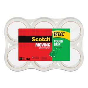 Scotch Tough Grip Moving Packaging Tape, 3" Core, 1.88" x 43.7 yds, Clear, 6/Pack (MMM3500406) View Product Image