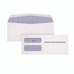 TOPS 1099 Double Window Envelope, Commercial Flap, Gummed Closure, 3.75 x 8.75, White, 24/Pack View Product Image