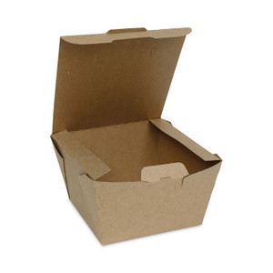 Pactiv Evergreen EarthChoice Tamper Evident OneBox Paper Box, 4.5 x 4.5 x 3.25, Kraft, 200/Carton (PCTNOB08KECTE) View Product Image
