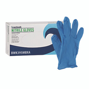 Boardwalk Disposable Powder-Free Nitrile Gloves, Medium, Blue, 5 mil, 100/Box View Product Image