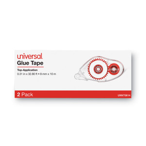 Universal Double-sided Adhesive Tape Roller, 0.31" x 32.8 ft, Dries Clear, 2/Pack View Product Image