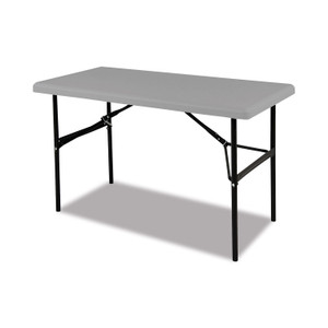 AbilityOne 7105016976843 SKILCRAFT Blow Molded Folding Tables, Rectangular, 48w x 24d x 20h, Gray (NSN6976843) View Product Image