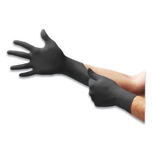 Ansell MICROFLEX MidKnight Powder-Free Nitrile Gloves, 4.7 mil Palm, 5.9 mil Fingers, 2X-Large, Black, 100/Box (ANSMK296XXL) View Product Image