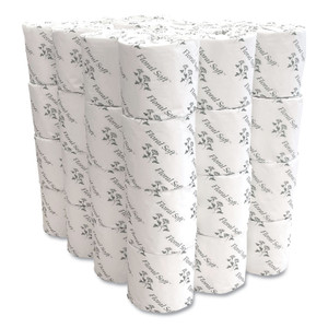 Floral Soft 2-Ply Standard Bathroom Tissue, Septic Safe, White, 400 Sheets/Roll, 48 Rolls/Carton View Product Image