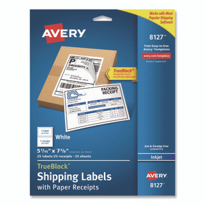 Avery Shipping Labels with TrueBlock Technology, Inkjet Printers, 5.06 x 7.62, White, 25 Sheets/Pack View Product Image