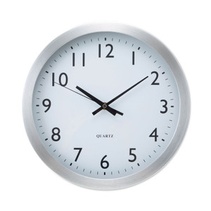 Universal Brushed Aluminum Wall Clock, 12" Overall Diameter, Silver Case, 1 AA (sold separately) View Product Image