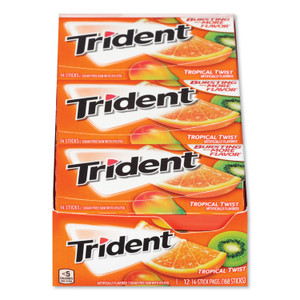 Trident Sugar-Free Gum, Tropical Twist, 14 Sticks/Pack, 12 Packs/Box View Product Image