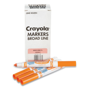 Crayola Broad Line Washable Markers, Broad Bullet Tip, Orange, 12/Box (CYO587800036) View Product Image