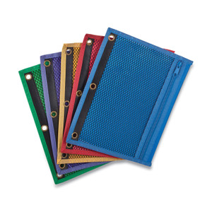 Centis Mesh Binder Pockets, 3-Hole Punched, 10.5" x 7.5", Randomly Assorted Colors View Product Image