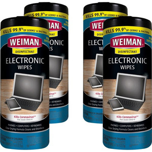 Weiman E-Tronic Wipes - For TV, Keyboard, Monitor, Notebook, Smartphone, Tablet, Electronics, Plasma Display, LCD - Streak-free, Lint-free, Ammonia-free, Anti-static, Pre-moistened - White - 30/Tub - (WMN93ACT) Product Image 