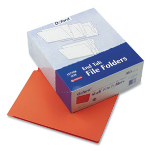 Pendaflex Colored End Tab Folders with Reinforced Double-Ply Straight Cut Tabs, Letter Size, 0.75" Expansion, Orange, 100/Box (PFXH110DOR) View Product Image