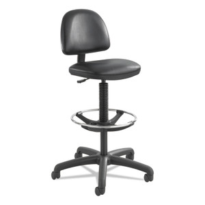 Safco Precision Extended-Height Swivel Stool, Adjustable Footring, Supports 250 lb, 23" to 33" Seat Height, Black Vinyl, Black Base View Product Image