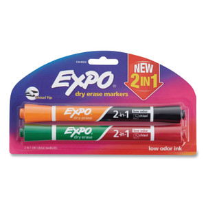EXPO 2-in-1 Dry Erase Markers, Medium Chisel Tip, Assorted Colors, 2/Pack (SAN1944654) View Product Image
