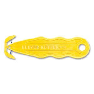 Klever Kutter Kurve Blade Plus Safety Cutter, 5.75" Plastic Handle, Yellow, 10/Box (KLVPLS100Y) Product Image 