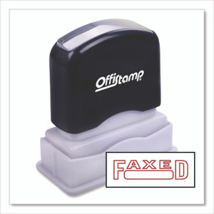 Offistamp Pre-Inked Message Stamp with Blank Date Box, FAXED, 1.63" x 0.38", Red Ink View Product Image