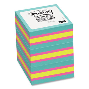 Post-it Notes Super Sticky Self-Stick Notes Cube, 3" x 3", Bright Color Collection Colors, 360 Sheets/Pad, 3 Cubes/Pack (MMM2027SSAFG3PK) View Product Image