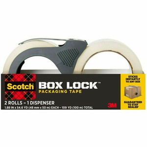 Scotch Box Lock Dispenser Packaging Tape - 55 yd Length x 1.88" Width - Clear - Dispenser Included - (MMM395021RD) Product Image 