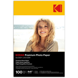 Kodak Photo Paper, Glossy, Inkjet, 4"x6", 100/PK, White (KOD41175) View Product Image