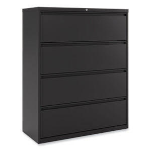 Lateral File, 4 Legal/Letter-Size File Drawers, Black, 42" x 18.63" x 52.5" (ALEHLF4254BL) View Product Image