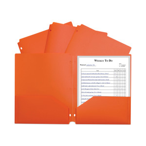 Two-Pocket Heavyweight Poly Portfolio Folder, 3-Hole Punch, 11 x 8.5, Orange, 25/Box (CLI33932BX) View Product Image