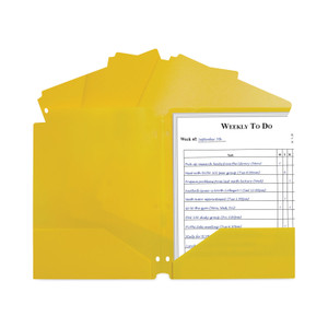 Two-Pocket Heavyweight Poly Portfolio Folder, 3-Hole Punch, 11 x 8.5, Yellow, 25/Box (CLI33936BX) View Product Image