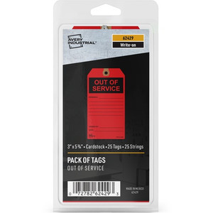 Avery Out of Service Tags,Pre-strung,3"x5-3/4",25/PK,RD (AVE62429) View Product Image