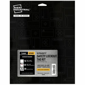 Avery UltraDuty Hazard Warning Tag Kit - 3.25" Length x 5.75" Width - Plastic, Nylon, Vinyl - White Product Image 