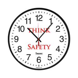 6645016986558 SKILCRAFT Safety Message Quartz Wall Clock, Think Safety, 12.75" Overall Diameter, 1 AA (sold separately) (NSN6986558) View Product Image