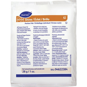 Diversey Suma Shine Portion Pak - For Utensil - 0.99 oz (0.06 lb) - Recommended For: Coffee Remover, Tea Remover, Cocoa Remover, Milk Remover - Fragrance-free - White Product Image 