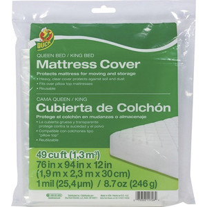 Duck Brand Queen/King Mattress Cover - 94" Length x 76" Width - Plastic - Clear Product Image 