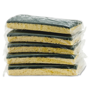 Impact Products Cellulose Scrubber Sponge,3-3/16"Wx6-1/4"Lx7/8"H,5/PK,GN/YW (IMP7130P) View Product Image