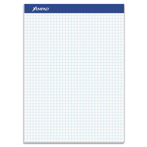 Ampad Quad Double Sheet Pad, Quadrille Rule (4 sq/in), 100 White 8.5 x 11.75 Sheets View Product Image
