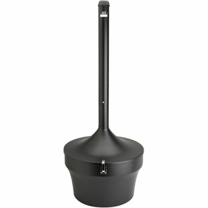 Genuine Joe 4.25 Gal Fire-safe Smoking Receptacle - 4.25 gal Capacity - Powder Coated, Durable, Weather Resistant, Fire-Safe, Handle - 37" Height x 16" Width - Galvanized Steel - Black Product Image 