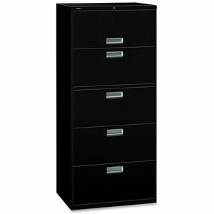 HON Brigade 600 H675 Lateral File - 67" Height x 30" Width x 18" Depth - 5 - Finish: Black Product Image 
