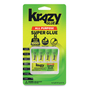 Krazy Glue Single-Use Tubes, 0.07 oz, Dries Clear, 4/Pack View Product Image