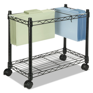 Fellowes High-Capacity Rolling File Cart, Metal, 1 Shelf, 2 Bins, 24" x 14" x 20.5", Black View Product Image