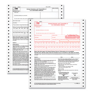 TOPS 1096 Tax Form for Dot Matrix Printers, Fiscal Year: 2022, Two-Part Carbonless, 8 x 11, 10 Forms Total (TOP2202) View Product Image