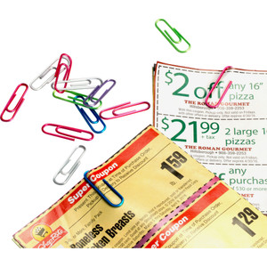 Officemate Translucent Paper Clips,Vinyl,Small,600/PK, BE/PE/GN/RD/SR (OIC97211) View Product Image