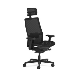 HON Ignition 2.0 4-Way Stretch Mesh Back/Seat Task Chair with Headrest, Supports Up to 300 lbs, 17" to 21" Seat, Black Seat/Base View Product Image