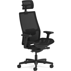 HON Ignition 2.0 Mid-back Task Chair with Headrest - Mid Back - Black - Armrest Product Image 