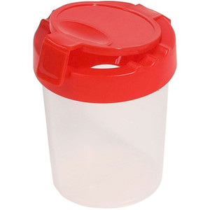 Deflecto Antimicrobial Kids No Spill Paint Cup Red - Paint, Brush - 3.93" Height x 3.46" Width x 3.93" Depth - Red - Plastic, Polypropylene Product Image 
