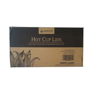 Plant to Plastic Fully Closed PLA Hot Cup Lid, Fits 8 oz to 20 oz, White, 50/Pack, 20 Packs/Carton (DFDPME01099) View Product Image