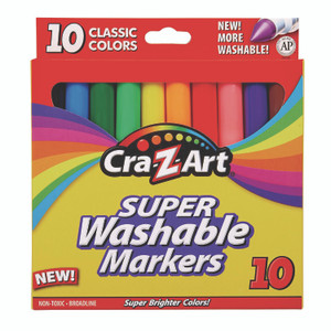Cra-Z-Art Super Washable Markers, Broad Bullet Tip, Assorted Colors, 10/Set View Product Image