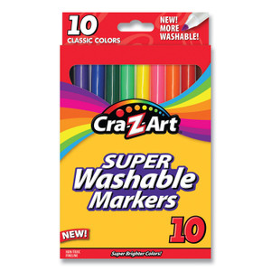Cra-Z-Art Super Washable Markers, Fine Bullet Tip, Assorted Colors, 10/Set (CZA1016148) View Product Image