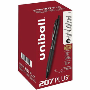 uniball™ 207 Plus+ Gel Pen - 0.7 mm Medium Pen Point - Retractable - Black Ink - Gel-based, Nanofiber Ink - Black Metal Barrel - (UBC70455) Product Image 
