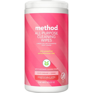Method All-purpose Cleaning Wipes - Pink Grapefruit Scent - Pleasant Scent - Pink - 70/Tub - (MTH338527) Product Image 